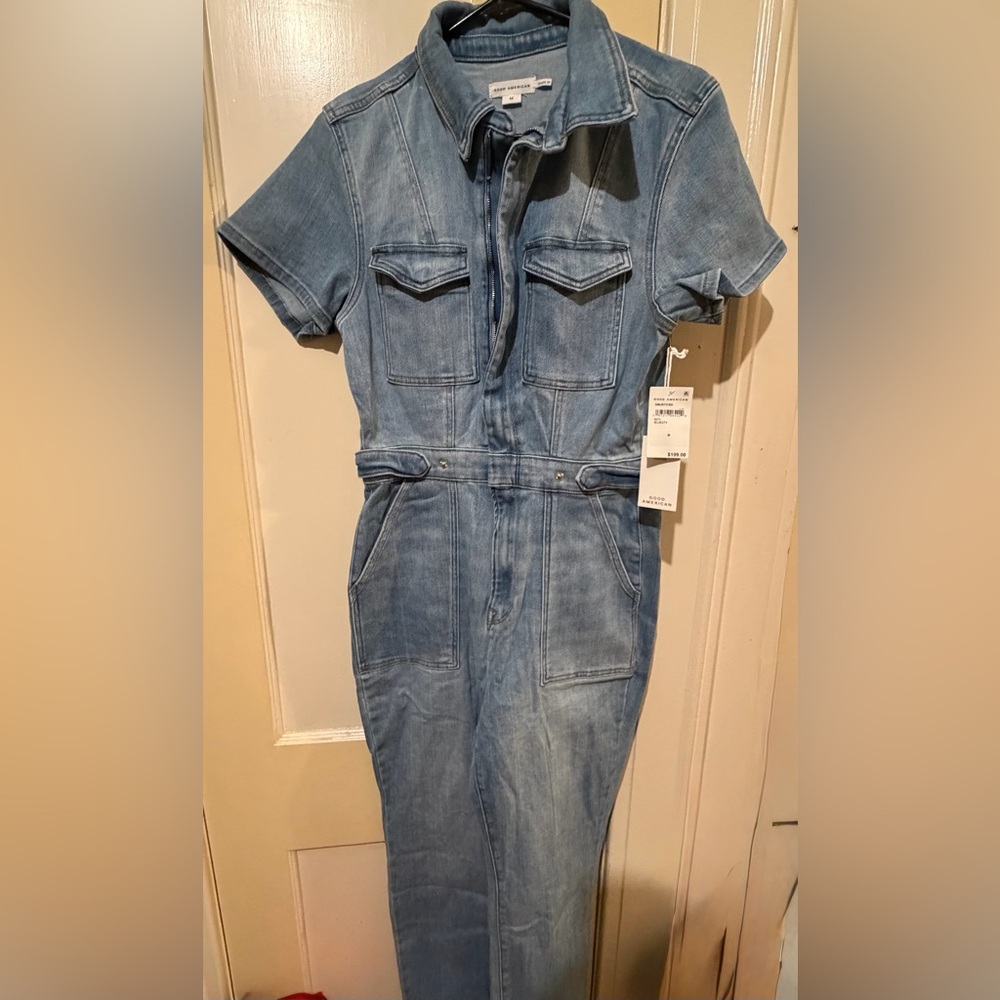 Women's Blue Denim Jumpsuit - Picture 6 of 8